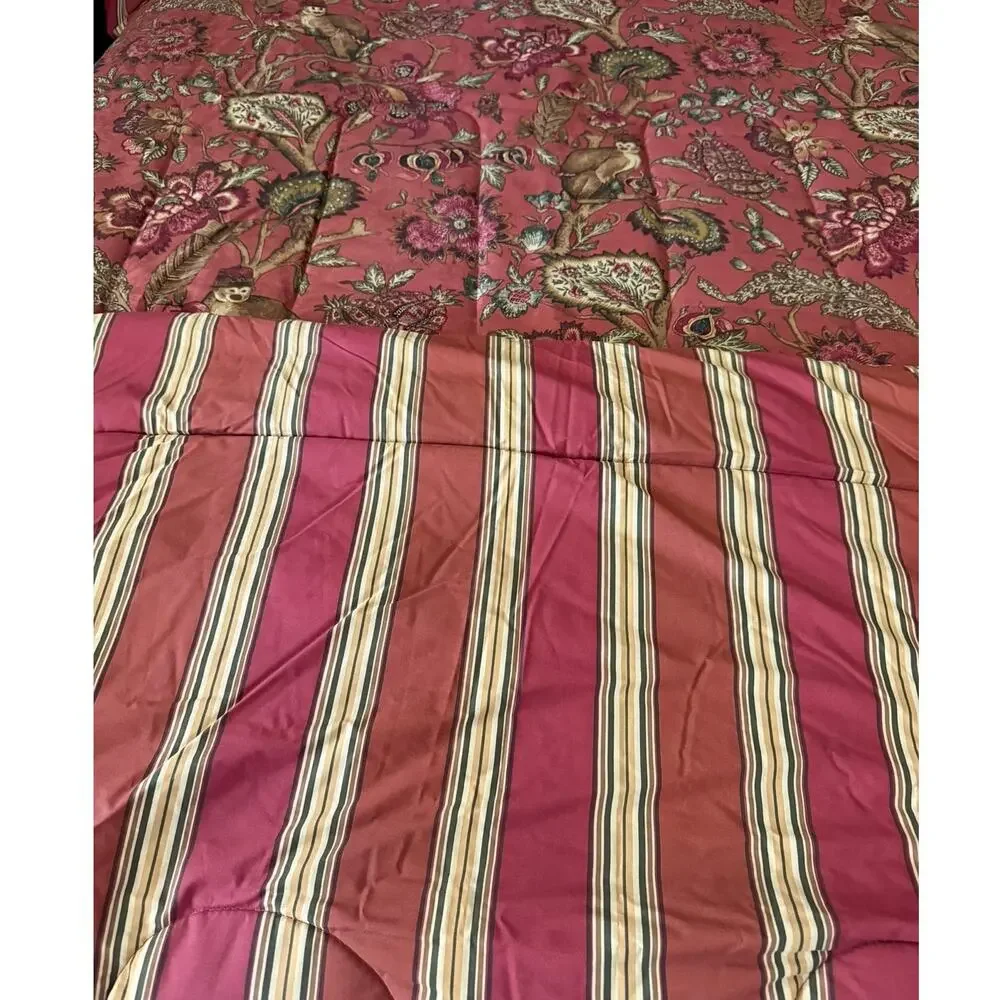 Raymond Waites Studio King Comforter Set Monkey Tropical Botanical Floral 4-Pc